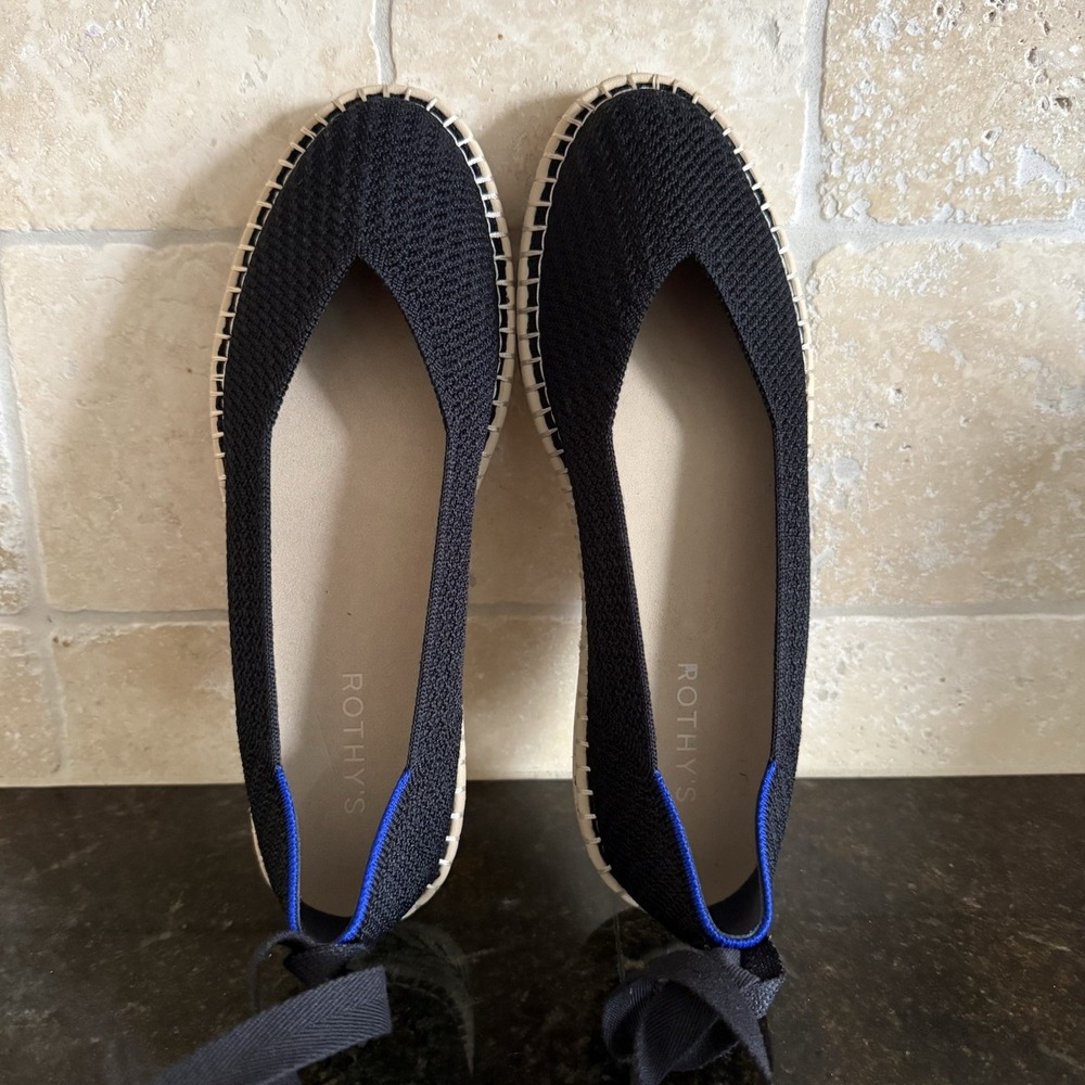 Rothy's The Espadrille‎ Black Lace Up Shoes Excellent Condition 10.5 - Picture 10 of 12